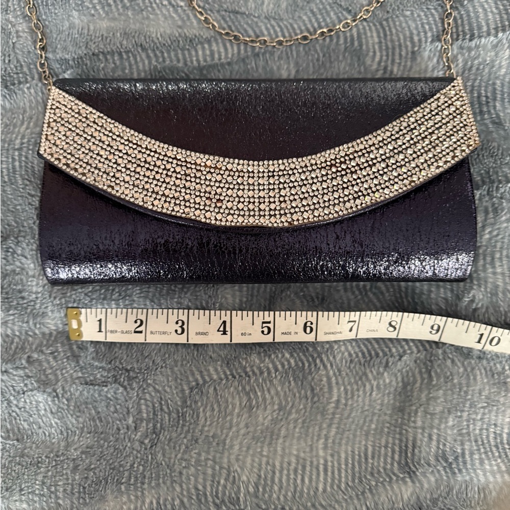 Elegant Navy Clutch with Rhinestone Detailing